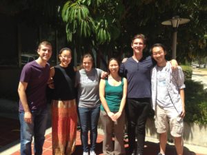 Liu Lab Summer 2016. (Left to right) Jeremy Shaffer '15, Maya Tsao-Wu '17, Katie Page '17, Jane Liu, Tanner Byer '17, Mark Zhang '17